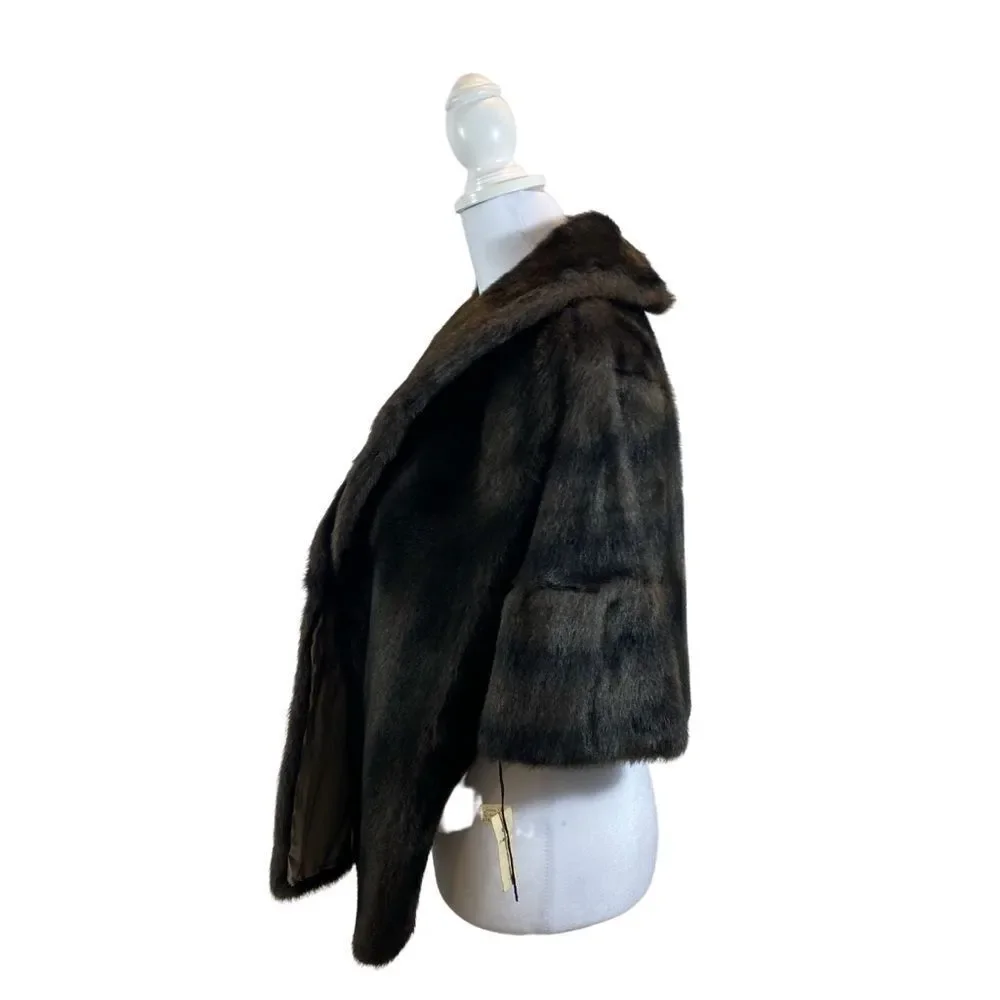 New With Original Tags Vintage Brown Faux Fur Capelet Shawl‎ One Size